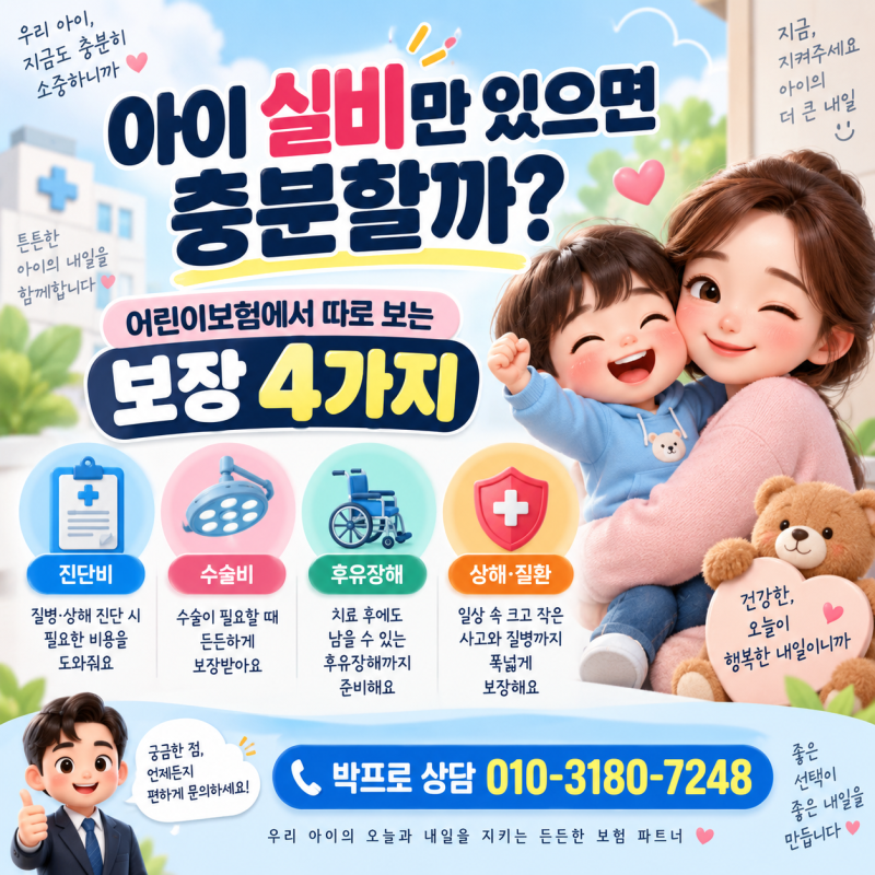 아이 실비만 있으면 충분할까? 어린이보험에서 따로 보는 보장 4가지!