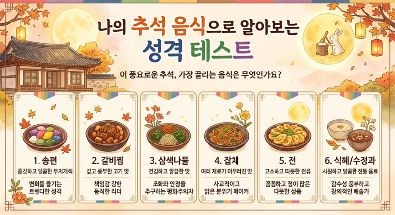 재미있는 심리테스트 ㅡ 추석 음식으로 알아보는 성격 테스트 모음