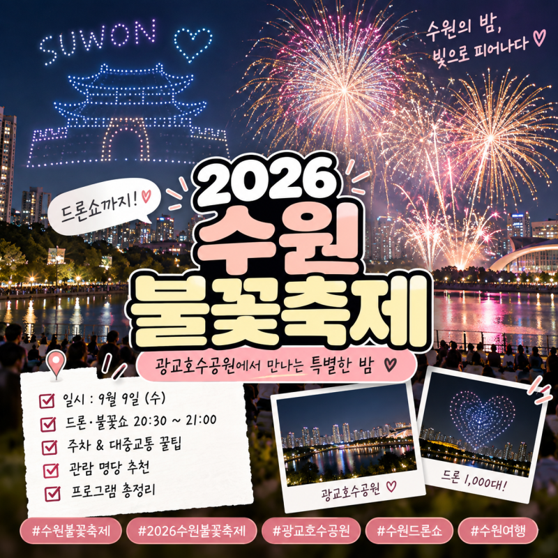 2026 수원 드론·불꽃 축제 ㅣ광교호수공원 드론쇼 시간 명당 주차 총정리