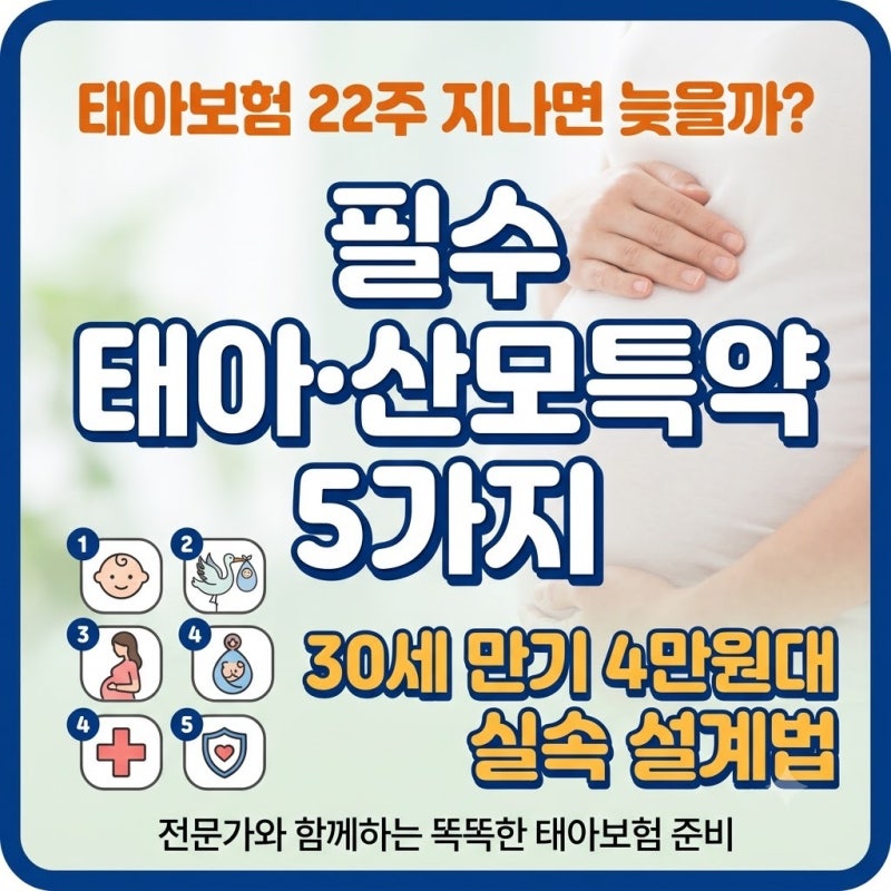 태아보험 22주 지나면 늦을까? 필수 태아·산모특약 5가지와 30세 만기 4만원대 실속 설계법
