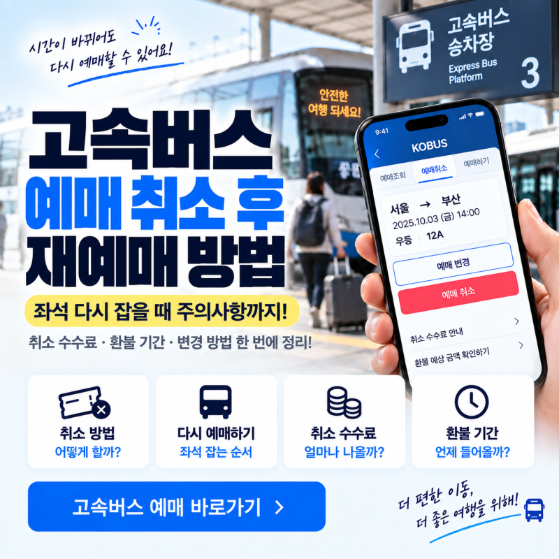 고속버스 예매 취소 후 재예매 방법｜좌석 다시 잡을 때 주의사항