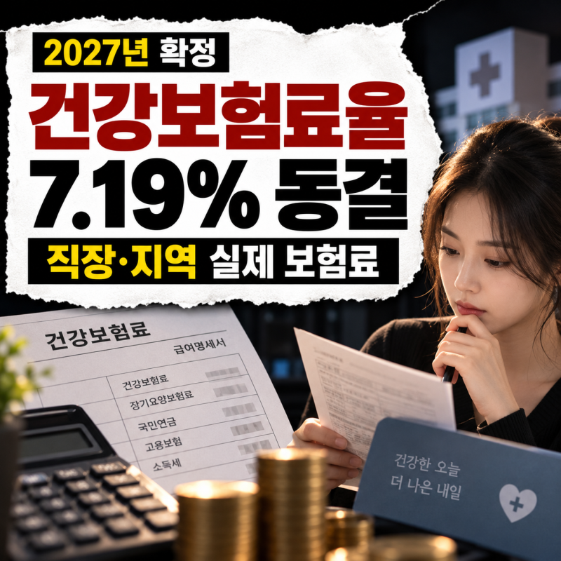2027 건강보험료율 7.19% 동결 확정｜직장인·지역가입자 실제 보험료 계산