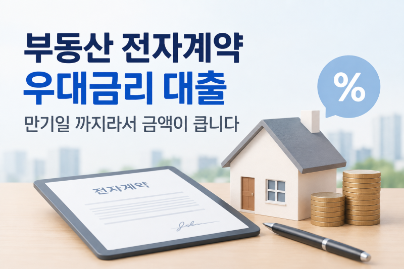 부동산 전자계약 우대금리 대출 만기일 까지라서 금액이 큽니다