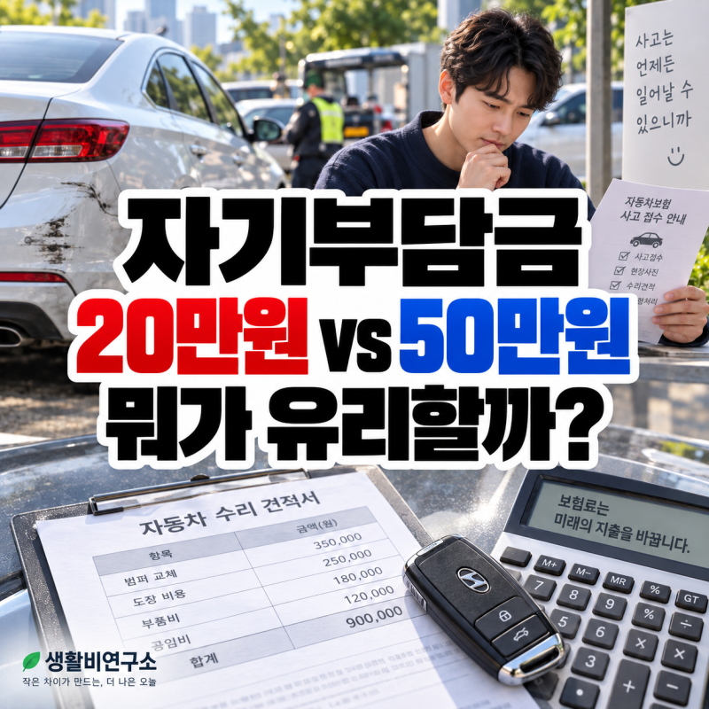 자동차보험 자기부담금 20만원 vs 50만원 뭐가 유리할까? 사고비용 실제 계산