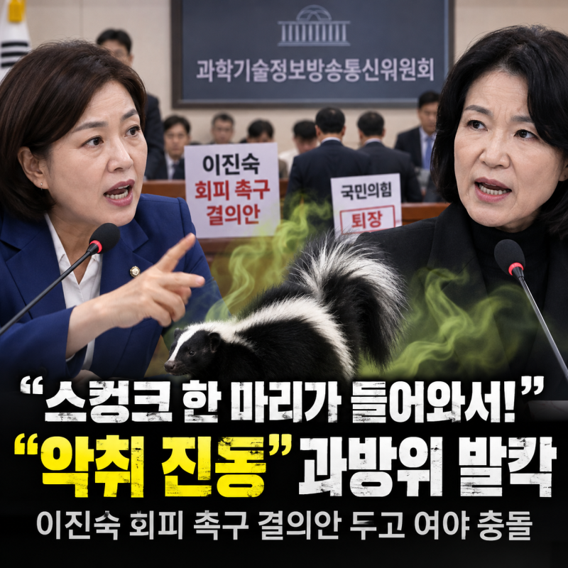 “스컹크 한 마리가 들어와서!”‥“악취 진동” 과방위 발칵｜이진숙 회피 촉구 결의안 두....