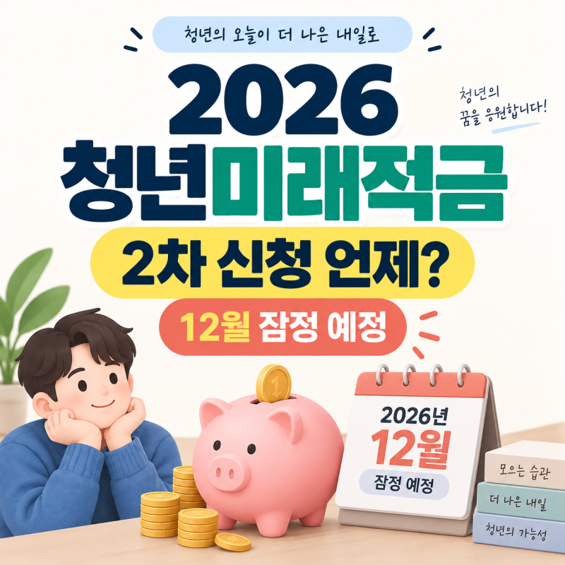 2026 청년미래적금 2차 신청 언제? 가입조건·정부기여금·12월 일정 정리