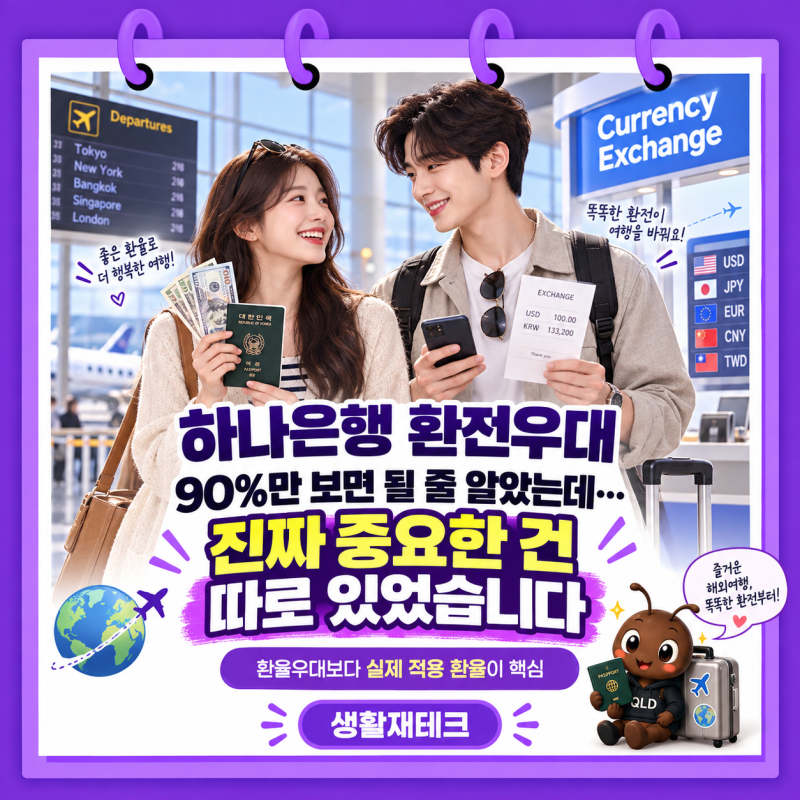 하나은행 환전우대 90%만 보면 될 줄 알았는데… 진짜 중요한 건 따로 있었습니다