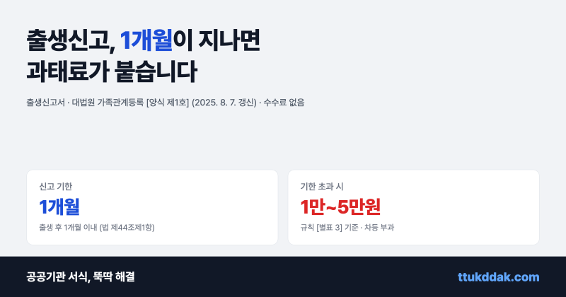 출생신고서 양식 다운로드와 기간 1개월 · 과태료 금액표 · 필요서류 정리