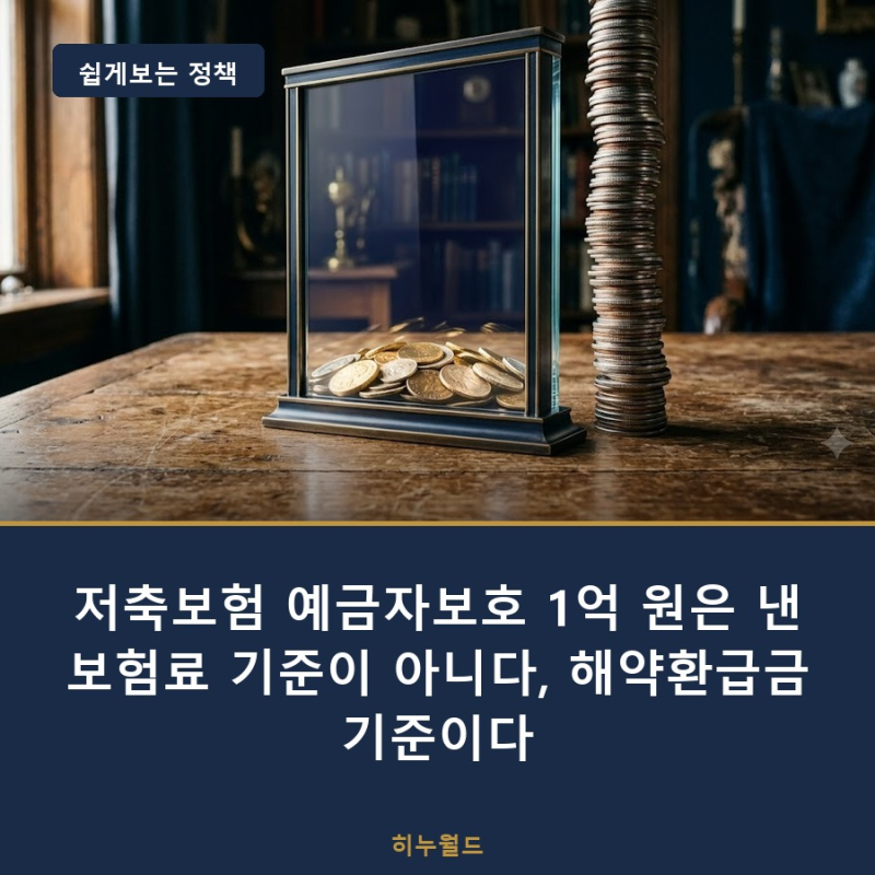 저축보험 예금자보호 1억 원은 낸 보험료 기준이 아니다, 해약환급금 기준이다