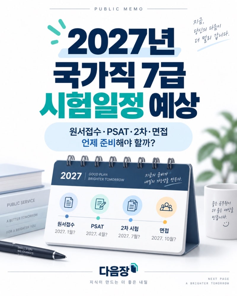 2027년 국가직 7급 공무원 시험일정 예상｜원서접수·1차·2차·면접 시기