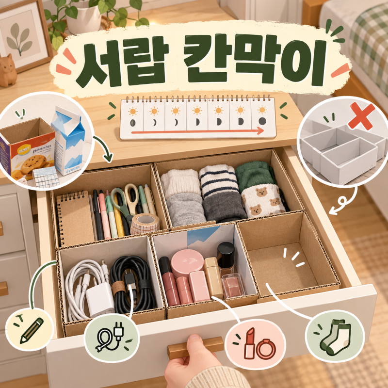 서랍 칸막이, 사기 전에 종이상자로 일주일만 살아보세요