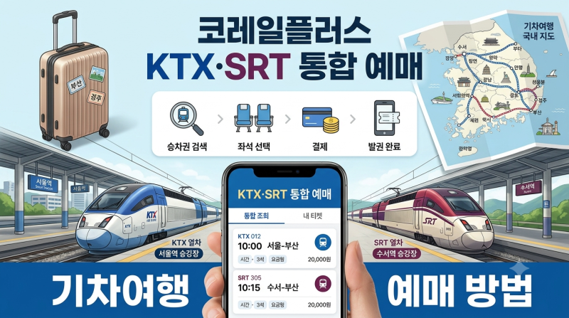 기차 예매 방법, KTX와 SRT 통합 앱 사용법 및 할인 혜택 총정리