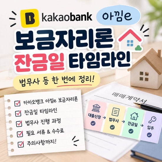 카카오뱅크 아낌e 보금자리론 잔금일 타임라인 법무사 등