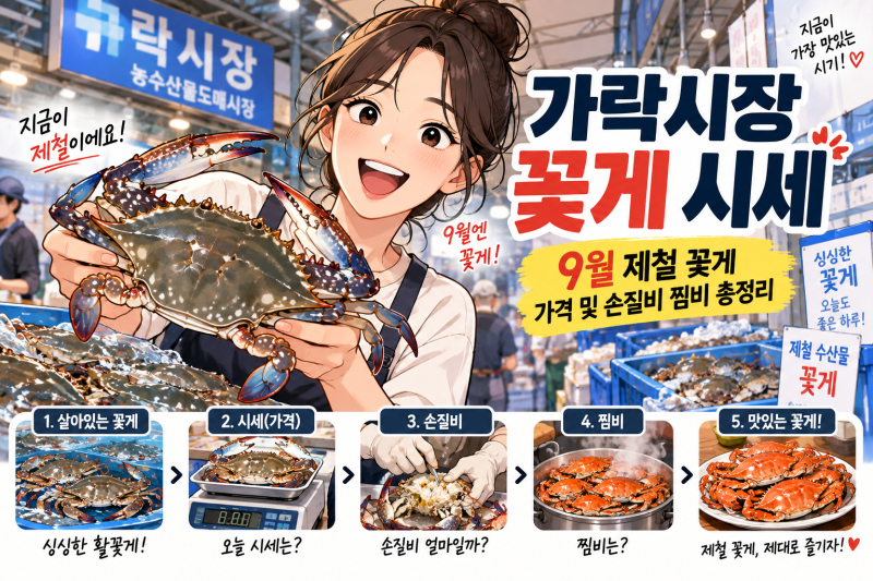 가락시장 9월 꽃게 시세와 찜비 손질비 총정리