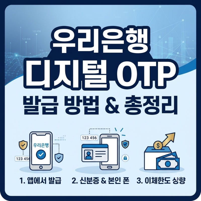 우리은행 디지털 OTP 발급 방법 1분 컷! 준비물 및 최대 이체한도 총정리