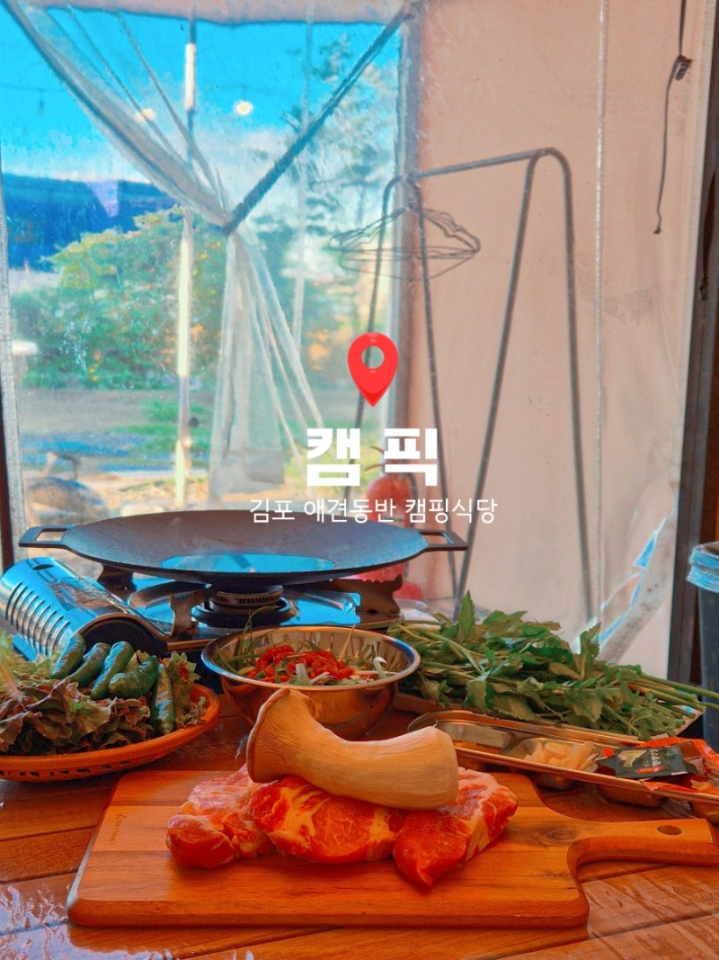 [김포 애견동반식당] 캠픽 | 서울근교 1인 5천원 도심 속 캠핑 식당, 프리미엄 한돈 숯불바베....