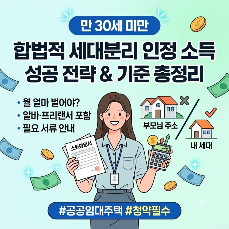 청약 독립! 30세 미만 세대분리 소득 기준과 증빙 서류 총정리