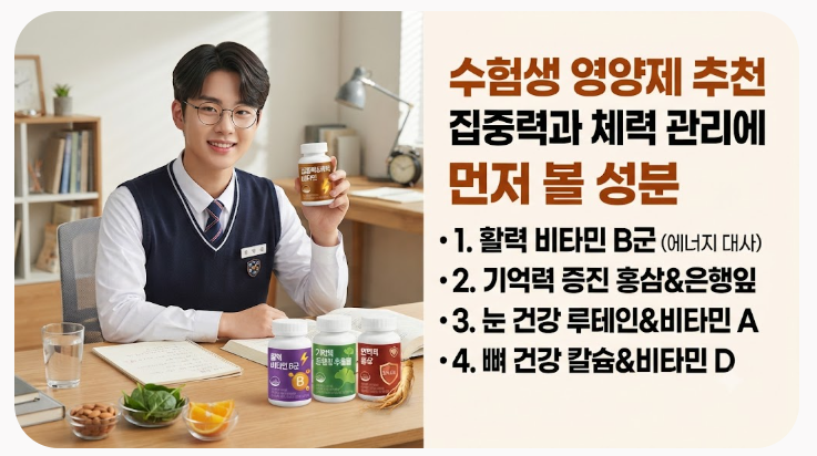 수험생 영양제 추천 집중력과 체력 관리에 먼저 볼 성분