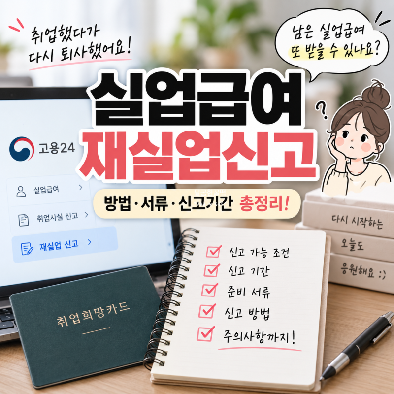 실업급여 받다가 취업 후 다시 퇴사했다면? 재실업 신고 방법