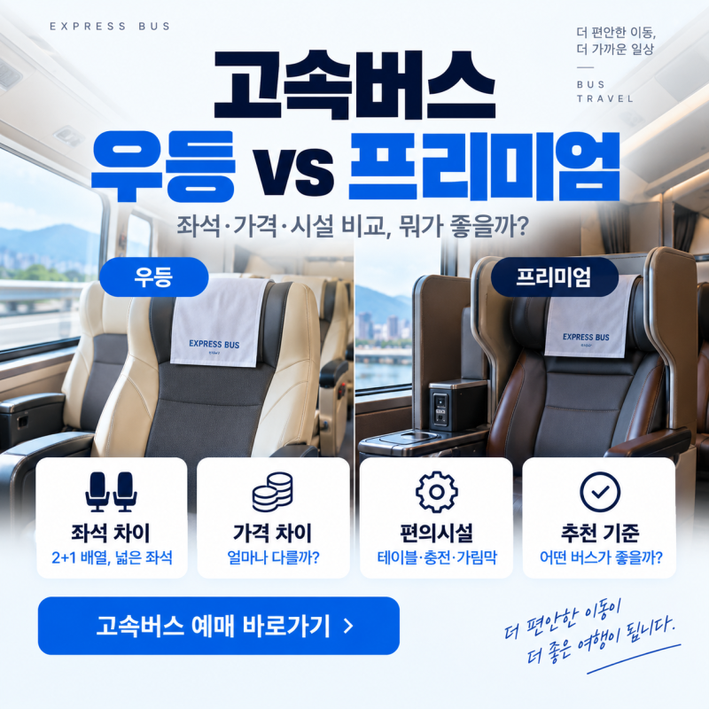 고속버스 우등 vs 프리미엄 차이｜좌석·가격·시설 비교, 뭐가 좋을까?