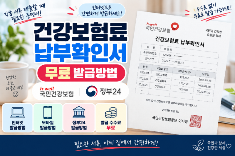 건강보험료 납부확인서 발급방법, 인터넷·정부24에서 무료로 받는 법