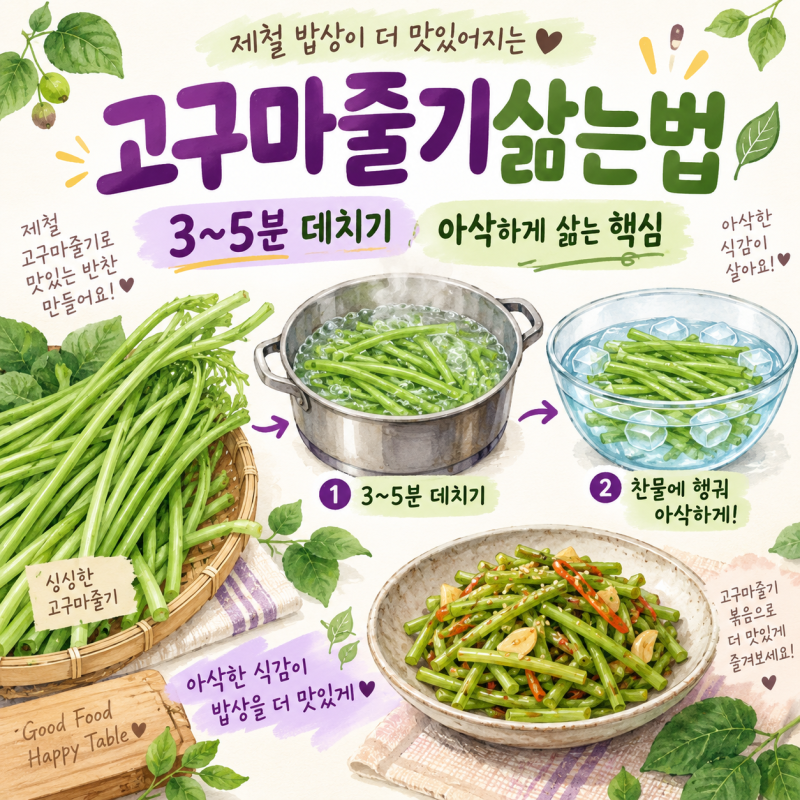 고구마줄기복음 맛내는법 고구마줄기 손질 법과고구마순 삶는법