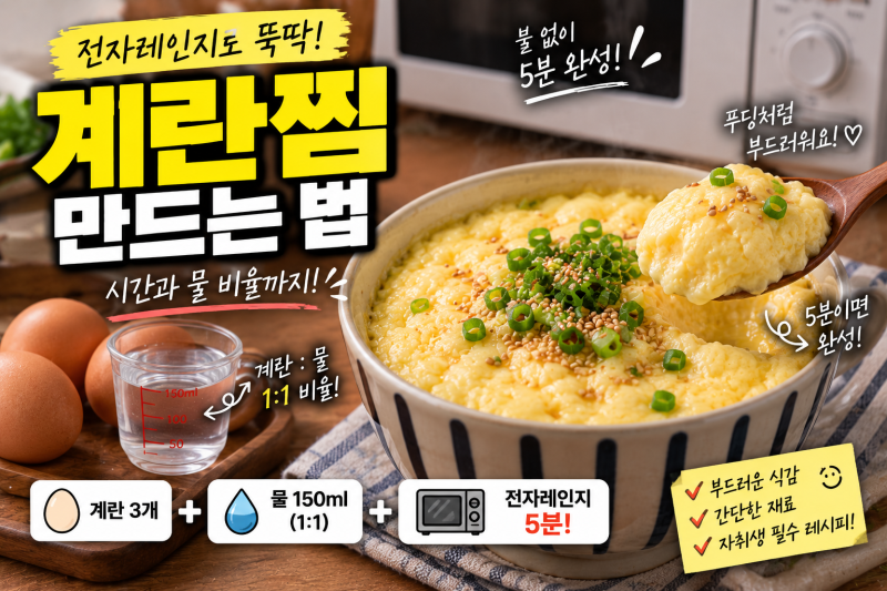 자취생 간단 전자레인지 계란찜! 시간과 물 비율! - 푸딩계란찜 만드는 법