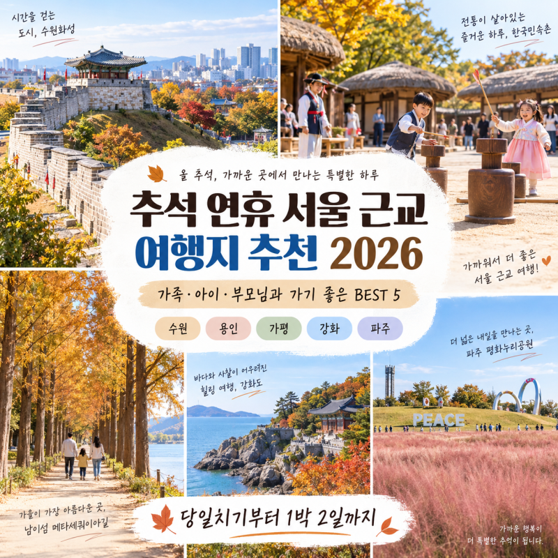 추석 연휴 서울 근교 여행지 추천 2026｜가족·아이·부모님과 가기 좋은 BEST 5