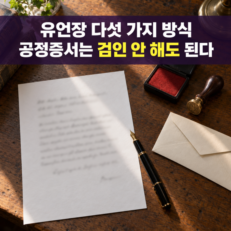 유언장 다섯 가지 방식 비교, 증인 수·요건·검인 여부 총정리