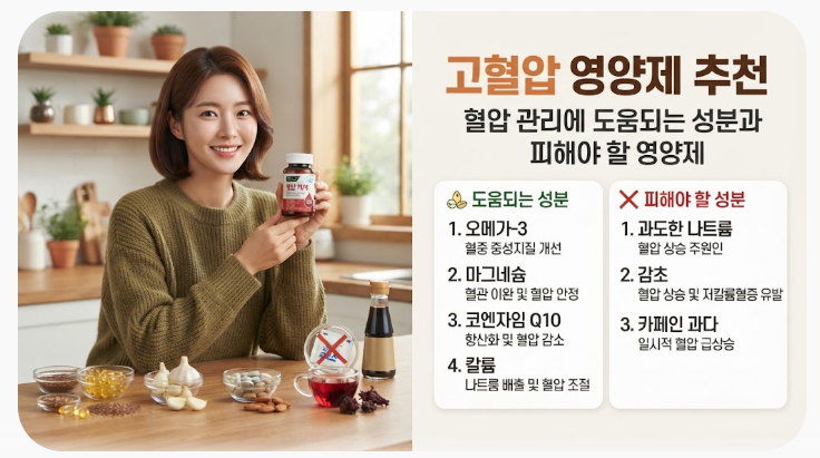 고혈압 영양제 추천 혈압 관리에 도움되는 성분과 피해야 할 영양제