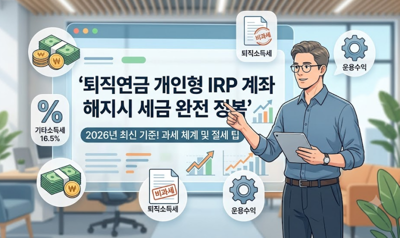 퇴직연금 개인형 IRP계좌 해지시 세금, 얼마나 내야 할까? 2026년 기준 총정리