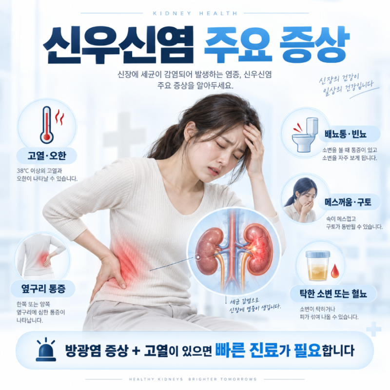 신우신염 증상, 원인, 치료, 입원, 옆구리 통증, 고열 등 총정리