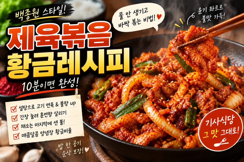 개꿀맛 제육볶음 양념장 황금비율! 물 안 생기게 볶는 10분 백종원 돼지고기 앞다리살 제육볶....