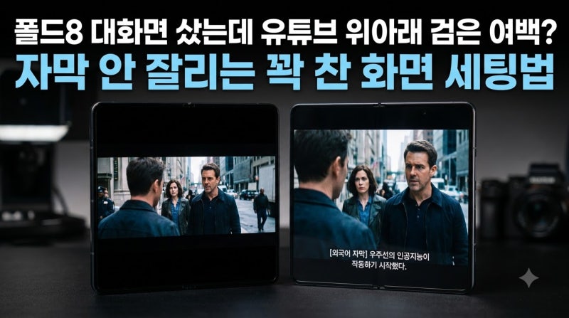 갤럭시 Z 폴드8 유튜브·넷플릭스 볼 때 위아래 검은 여백 꽉 채우는 법 (자막 짤림 방지 팩트)
