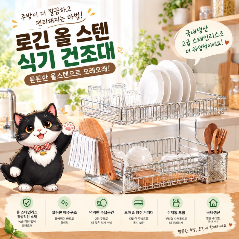 물빠짐식기건조대 2단 씽크대 정리 로긴 사용 후기