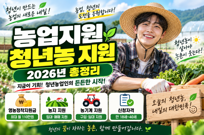 2026 농업지원 청년농 지원사업 총정리｜청년농업인 영농정착지원금 신청자격