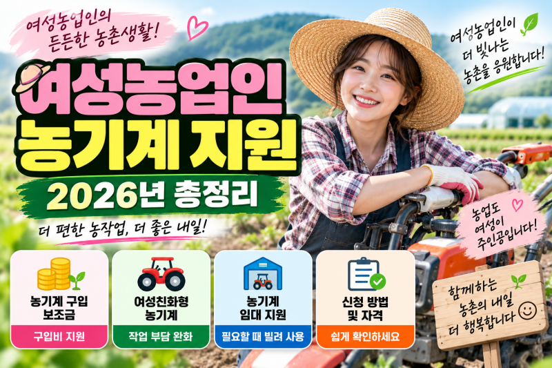 여성농업인 농기계 지원 2026년 총정리｜농기계 구입 보조금 신청방법