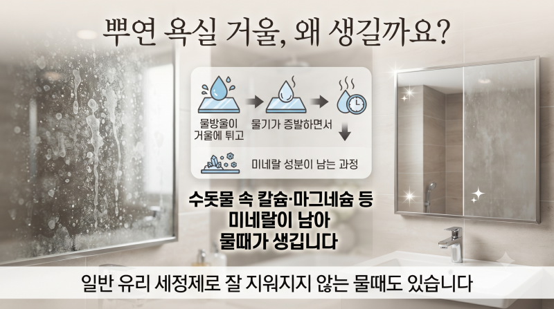 뿌연 욕실 거울 물때 제거하는 방법, 구연산수로 깨끗하게 닦아보세요