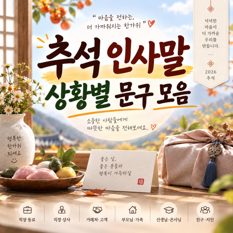 2026 추석 인사말 추천 직장 동료부터 부모님·선생님까지 상황별 문구 모음