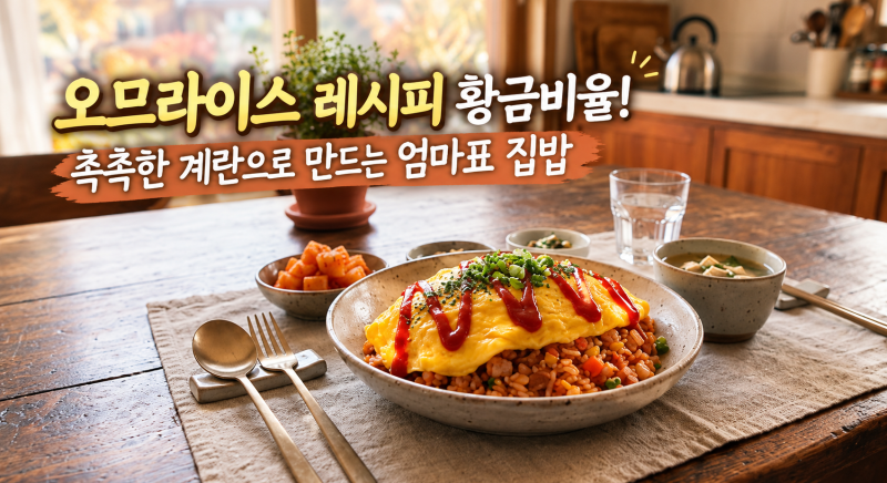 오므라이스 레시피 황금비율! 촉촉한 계란으로 만드는 엄마표 집밥