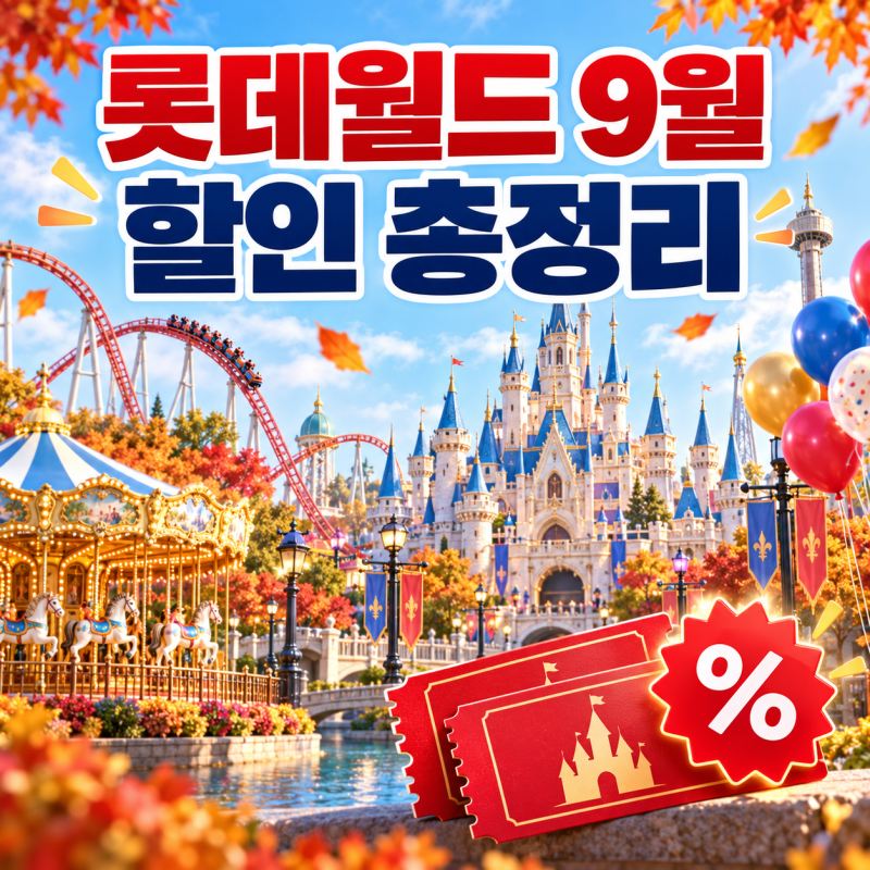 롯데월드 9월 할인 행사 총정리 자유이용권 카드, 통신사, 생일 쿠폰까지