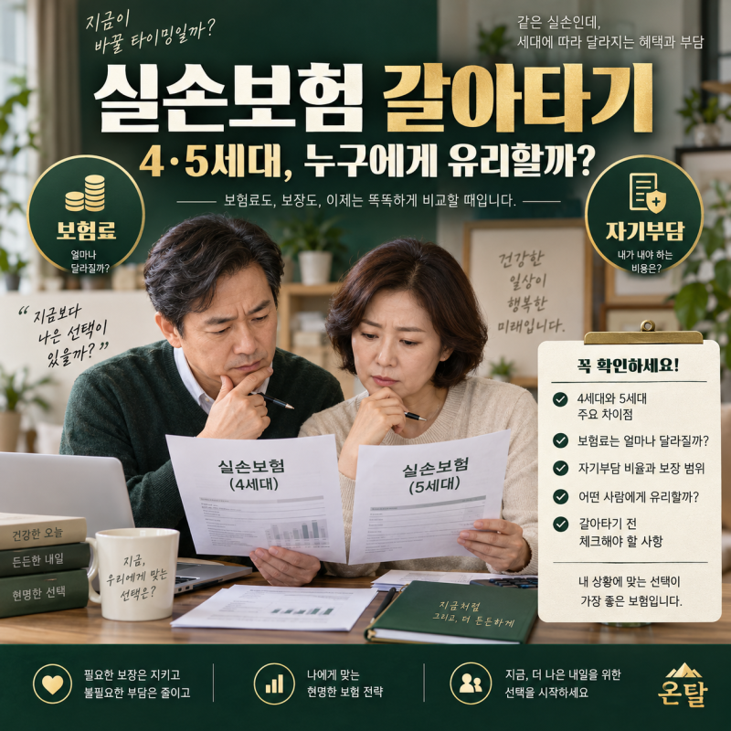 실손보험 세대 전환 구분 총정리, 4·5세대 갈아타기 유불리 "내게 무조건 이득일까?