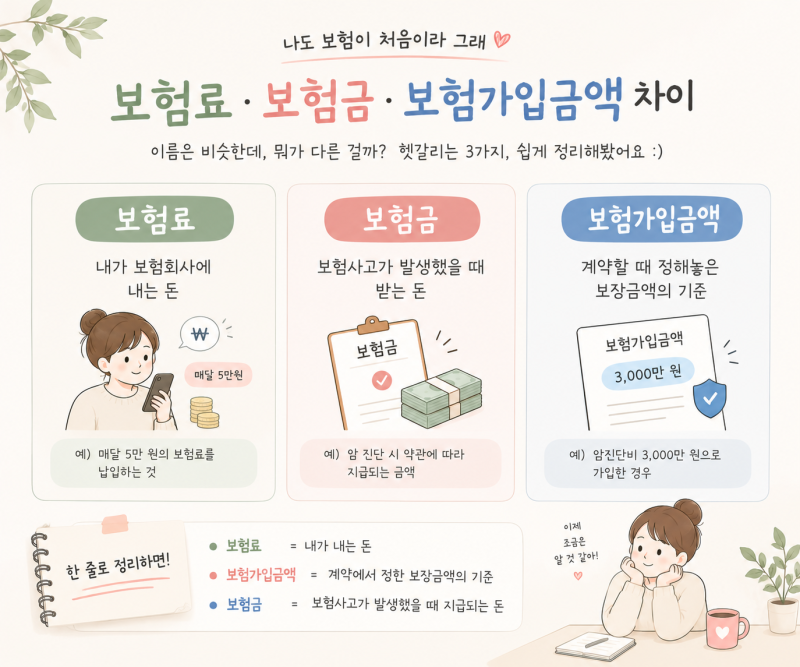 보험료·보험금·보험가입금액 차이｜보험 초보가 가장 헷갈리는 3가지