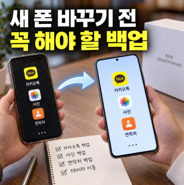 스마트폰 기기 변경 전 필수! 카카오톡·사진·연락처 완벽 백업 가이드