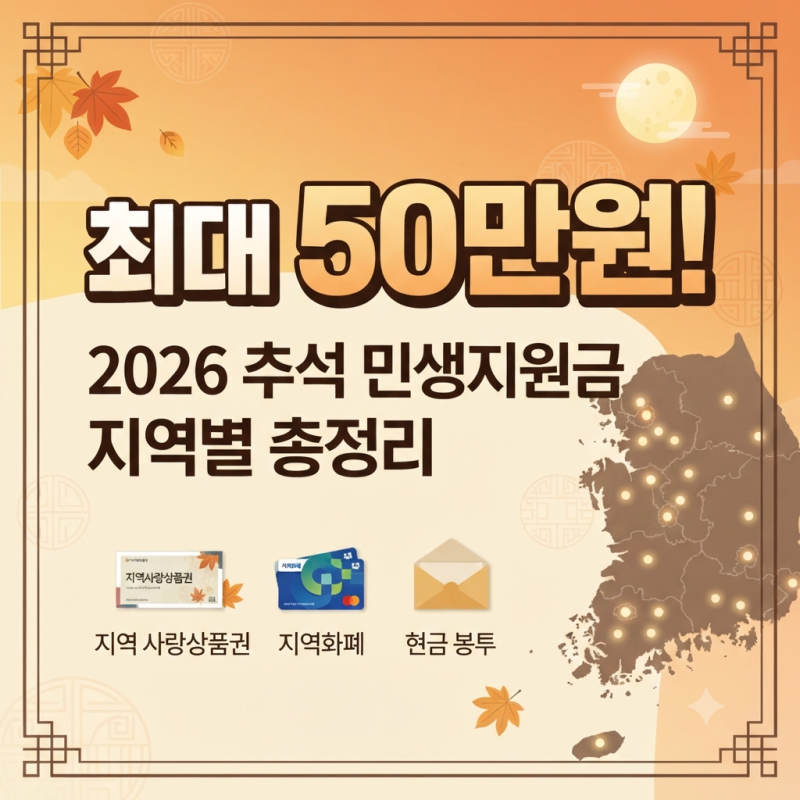 2026 추석 민생지원금 지역별 총정리｜서울·경기·인천·부산은? 최대 50만원 지급지역