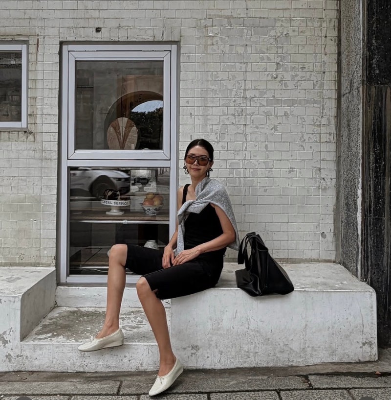 채정안 가을 플랫슈즈 가격은? 슈콤마보니 플랫슈즈 사이즈 코디 사진