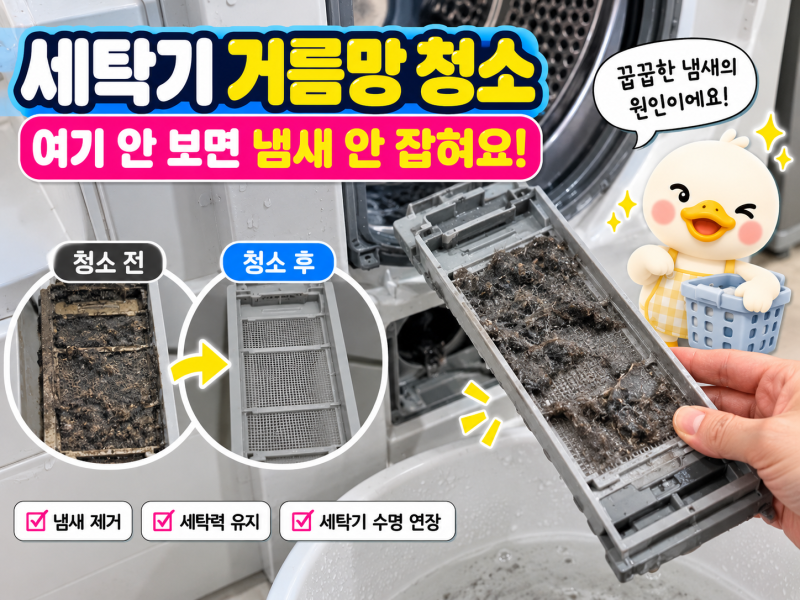 세탁기 거름망 청소, 여기 안 보면 냄새 안 잡혀요