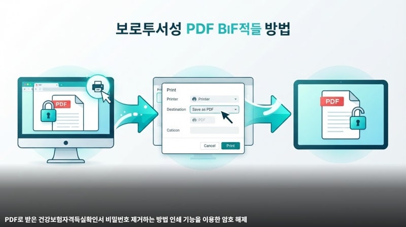 PDF로 받은 건강보험자격득실확인서 비밀번호 제거하는 방법 인쇄 기능을 이용한 암호 해제