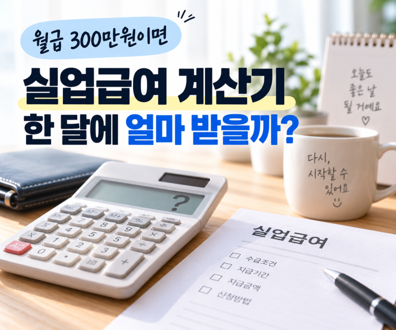실업급여 계산기, 월급 300만원이면 한 달에 얼마 받을까?