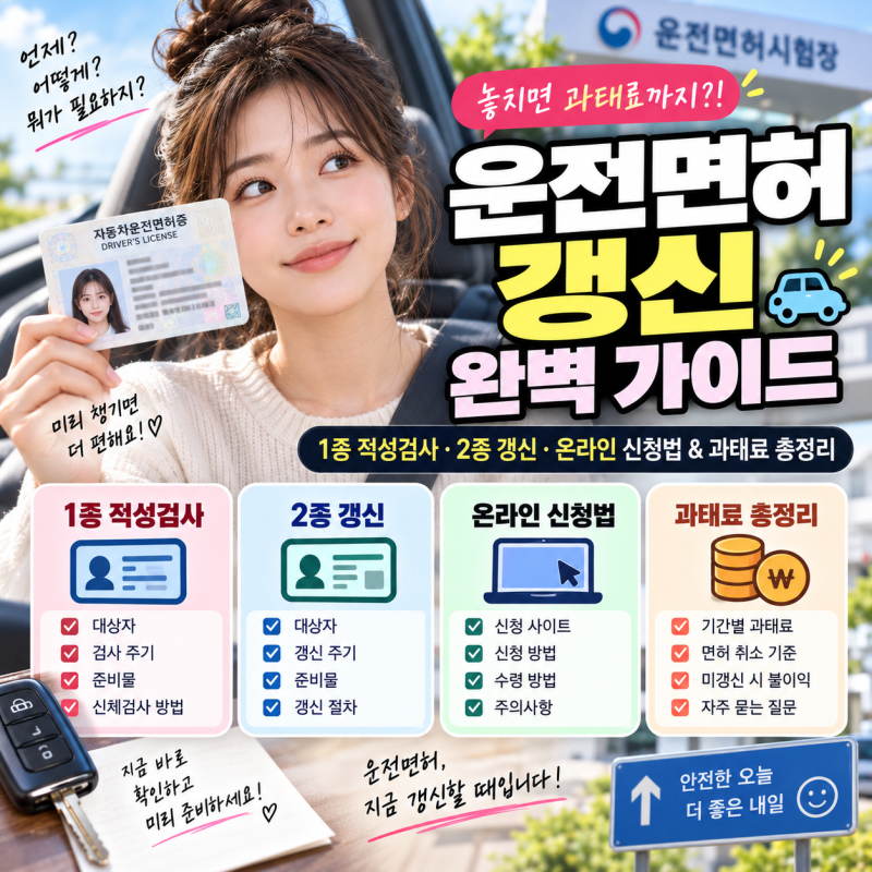 운전면허 갱신 총정리｜1종·2종 차이·온라인 신청 방법·준비물·과태료 기준